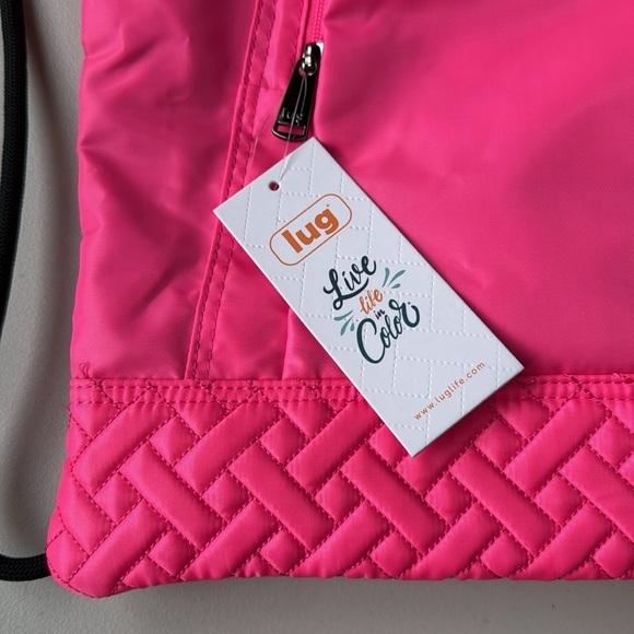 NWT Lug Jumping Jack Drawstring Backpack Magenta Neon Pink - Picture 5 of 12
